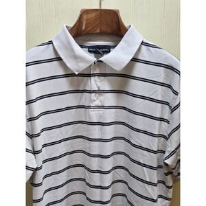 Michael Austin Polo Shirt Mens XL White Striped Cotton Blend Casual Top